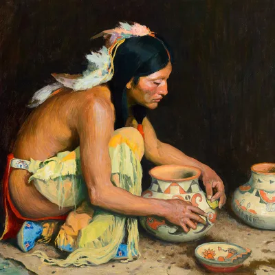 Eanger Irving Couse - The Pottery Maker, 1923