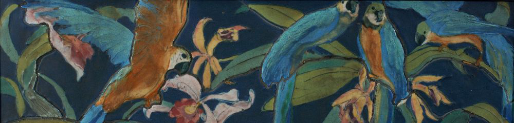 Rookwood parrot tile frieze