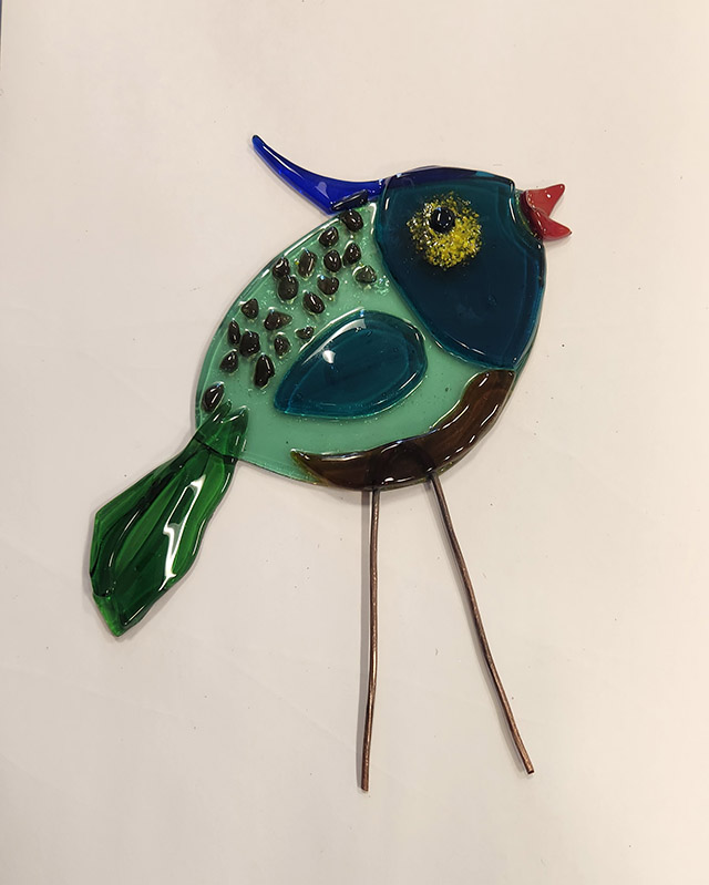 fused glass bird
