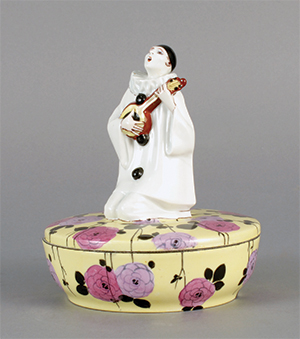 Fig. 4 - Aladin Luxe (France), Powder Box, c. early twentieth century, painted and glazed porcelain, 7 x 6 inches. ACM collection.