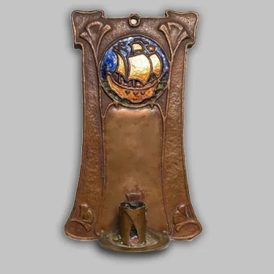 Attributed to Eva M. Macomber - Copper and enamel sconce, c. 1908