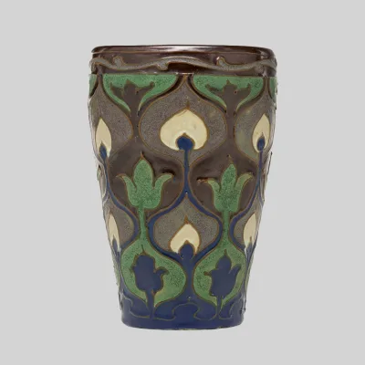 Arequipa Pottery - Vase with design of conventionalized Peacock feathers, 1912 - Frederick Hurten Rhead, American (born England), 1880-1942, designer and maker