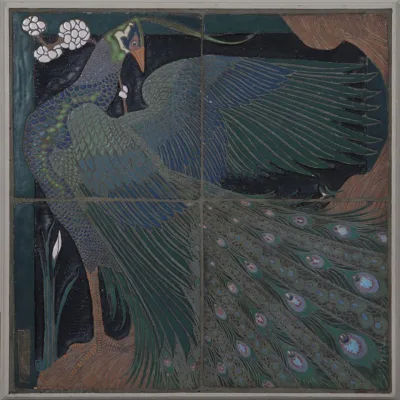 Frederick Hurten Rhead - Peacock, Four-Tile Panel