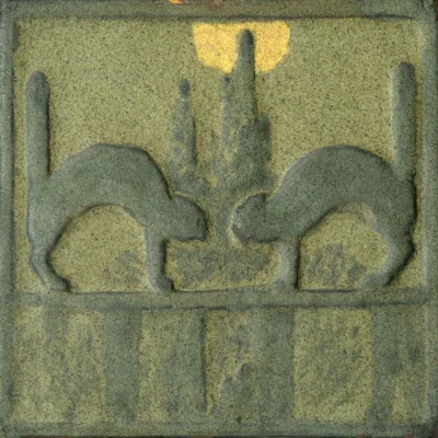 Marblehead Pottery - Cats and Moon Tile